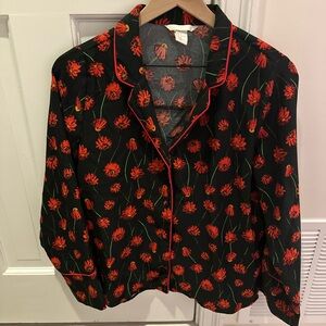 H&M Black and Red Floral Top